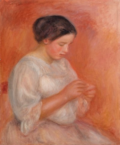 Frau beim Nähen von Pierre Auguste Renoir
